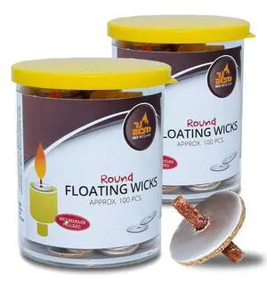 Round Floating Wicks, Cotton Wicks and Cork Disc Holders for Oil Cups, Bonus Wick Removal Tweezers - 200 Count (Approx) Round Floating Wicks, Cotton Wicks and Cork Disc Holders for Oil Cups, Bonus Wick Removal Tweezers - 200 Count (Approx)