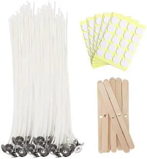 100 Pcs Cotton Candle Wicks, 10 in, with Wick Stickers & Holders | Candle Wicks for Soy Wax, Beeswax, Coconut Wax, DIY Candle Making, Party Favors, Home Decor, Wedding & Gifts 100 Pcs Cotton Candle Wicks, 10 in, with Wick Stickers & Holders | Candle Wicks for Soy Wax, Beeswax, Coconut Wax, DIY Candle Making, Party Favors, Home Decor, Wedding & Gifts