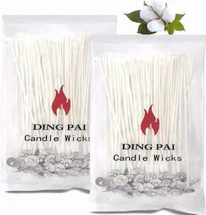 100pcs Candle Cotton Wicks, 6 Inch Candle Wicks for Candle Making | ECO-FRIENDLY 100% Cotton, Low Smoke Pre-Waxed, Lead-Free, Suitable for Soy, Beeswax, Palm, Coconut, Paraffin 100pcs Candle Cotton Wicks, 6 Inch Candle Wicks for Candle Making | ECO-FRIENDLY 100% Cotton, Low Smoke Pre-Waxed, Lead-Free, Suitable for Soy, Beeswax, Palm, Coconut, Paraffin