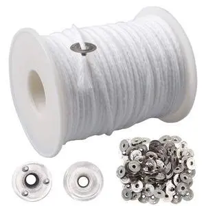 200 Ft Cotton Candle Wick Roll with 100 Metal Sustainer Tabs | 24-Ply Braided Cotton Wick, Cut-To-Size Spool, Stable Burn, Durable Metal Tabs, Ideal For Diy Candle Making 200 Ft Cotton Candle Wick Roll with 100 Metal Sustainer Tabs | 24-Ply Braided Cotton Wick, Cut-To-Size Spool, Stable Burn, Durable Metal Tabs, Ideal For Diy Candle Making