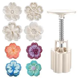 5 Pcs Moon Cake Mould 50g White Cookie Stamps Cookie Mold | Hand Press, with 6 Pcs Mode Pattern, Cherry Blossom Flower, Moon Cake Mold, DIY Decoration, Press Cake Cutter, Accessories 5 Pcs Moon Cake Mould 50g White Cookie Stamps Cookie Mold | Hand Press, with 6 Pcs Mode Pattern, Cherry Blossom Flower, Moon Cake Mold, DIY Decoration, Press Cake Cutter, Accessories