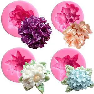 4 Pcs Flower Silicone Molds, Flower Candle Molds for Candle Making,3D Floral Silicone Resin Mold Daisy Hydrangea Fondant Mold for Chocolate Cake Decorating Soap Wax Resin Craft 4 Pcs Flower Silicone Molds, Flower Candle Molds for Candle Making,3D Floral Silicone Resin Mold Daisy Hydrangea Fondant Mold for Chocolate Cake Decorating Soap Wax Resin Craft
