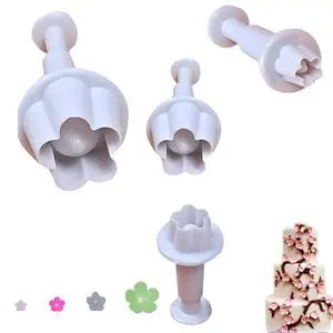 4 Pcs Flower Plunger Cookie Cutters and Blossom Fondant Molds | 4-piece floral tool set; ideal for cookies, fondant, cupcakes, wedding desserts, and sugarcraft projects. 4 Pcs Flower Plunger Cookie Cutters and Blossom Fondant Molds | 4-piece floral tool set; ideal for cookies, fondant, cupcakes, wedding desserts, and sugarcraft projects.