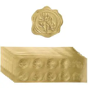 300 Pieces Embossed Gold Foil Stickers, Gold Magnolia | For Envelopes, Wedding Invitations, Christmas Greeting Cards 300 Pieces Embossed Gold Foil Stickers, Gold Magnolia | For Envelopes, Wedding Invitations, Christmas Greeting Cards