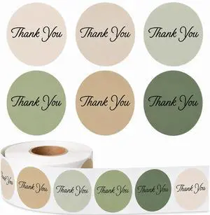500 Sage Green Thank You Stickers, 1.5 Inch, 1 Roll | Botanical envelope seal stickers and favor labels for baby shower, bridal shower, weddings and small business packaging 500 Sage Green Thank You Stickers, 1.5 Inch, 1 Roll | Botanical envelope seal stickers and favor labels for baby shower, bridal shower, weddings and small business packaging