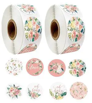 Floral Stickers, 1'' 25mm Adhesive Labels, 1000pcs Decorative Envelope Seal Stickers for Gifts, Wedding, Birthday, Party, Packaging Floral Stickers, 1'' 25mm Adhesive Labels, 1000pcs Decorative Envelope Seal Stickers for Gifts, Wedding, Birthday, Party, Packaging