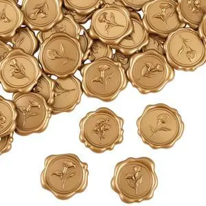 60 Pcs Calla Lily Wax Seal Stickers, Self-Adhesive, Antique Gold | 4 Styles, 1.2 In/30 Mm, Composite Wax, Strong Adhesive, For Invitations, Envelopes, Gift Wrapping 60 Pcs Calla Lily Wax Seal Stickers, Self-Adhesive, Antique Gold | 4 Styles, 1.2 In/30 Mm, Composite Wax, Strong Adhesive, For Invitations, Envelopes, Gift Wrapping