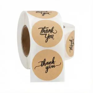 500pcs Thank You Stickers Roll 1.5" Round Kraft Paper Labels with Black Script Self-Adhesive Stickers for Small Business Packaging, Paper Bags, Gift Boxes Envelopes 500pcs Thank You Stickers Roll 1.5" Round Kraft Paper Labels with Black Script Self-Adhesive Stickers for Small Business Packaging, Paper Bags, Gift Boxes Envelopes