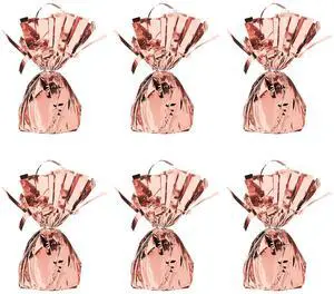 Metallic Wrapped Balloon Weight 6 Pack, Rose Gold Balloon Centerpiece Bouquet Holders, Party Decoration Accessories for Birthdays, Weddings, Graduations, and Retirement Celebrations, 6 Oz Metallic Wrapped Balloon Weight 6 Pack, Rose Gold Balloon Centerpiece Bouquet Holders, Party Decoration Accessories for Birthdays, Weddings, Graduations, and Retirement Celebrations, 6 Oz