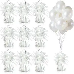 9 PCS Metallic Wrapped Balloons Weights White Helium Balloon Weight Balloon Anchors for Graduation Birthday Wedding Indoor Outdoor Celebrations 9 PCS Metallic Wrapped Balloons Weights White Helium Balloon Weight Balloon Anchors for Graduation Birthday Wedding Indoor Outdoor Celebrations