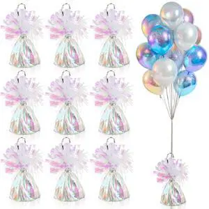 9 PCS Metallic Wrapped Balloons Weights Opalescent Helium Balloon Weight Balloon Anchors for Graduation Birthday Wedding Indoor Outdoor Celebrations 9 PCS Metallic Wrapped Balloons Weights Opalescent Helium Balloon Weight Balloon Anchors for Graduation Birthday Wedding Indoor Outdoor Celebrations