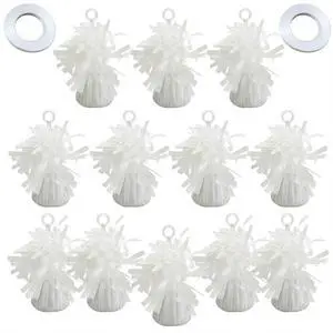 White Balloon Weights Pack of 12 with 5 Rolls White Crimped Ribbon | Well Made Durable Balloon Anchors for Parties, Birthdays, Weddings, and Wedding & Celebrations White Balloon Weights Pack of 12 with 5 Rolls White Crimped Ribbon | Well Made Durable Balloon Anchors for Parties, Birthdays, Weddings, and Wedding & Celebrations