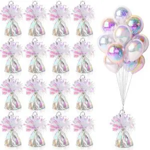 16 PCS Metallic Wrapped Balloon Weights Opalescent Heavy Balloon Weight for Balloons Birthday Party Table Centerpiece Decorations 16 PCS Metallic Wrapped Balloon Weights Opalescent Heavy Balloon Weight for Balloons Birthday Party Table Centerpiece Decorations