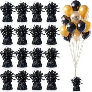 16 PCS Metallic Wrapped Balloon Weights Gold Heavy Balloon Weight for Balloons Birthday Party Table Centerpiece Decorations (Black) 16 PCS Metallic Wrapped Balloon Weights Gold Heavy Balloon Weight for Balloons Birthday Party Table Centerpiece Decorations (Black)
