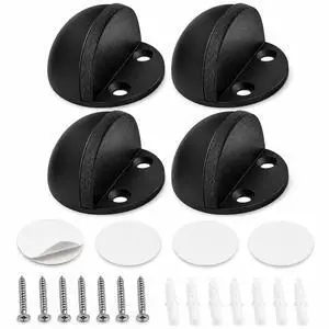 Half Dome Door Stopper, Black Stainless Steel, Self-Adhesive or Screw Mount, with Rubber Buffer, 4Pack Half Dome Door Stopper, Black Stainless Steel, Self-Adhesive or Screw Mount, with Rubber Buffer, 4Pack