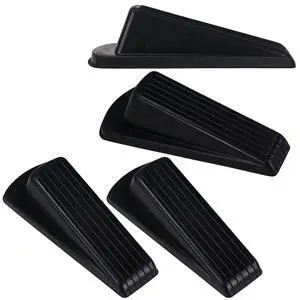 4-Pack HD 5" Rubber Grip Wedge Doorstops Black | Non Slip Grip Holds Doors Open On Hard Floors And Carpet Alike 4-Pack HD 5" Rubber Grip Wedge Doorstops Black | Non Slip Grip Holds Doors Open On Hard Floors And Carpet Alike