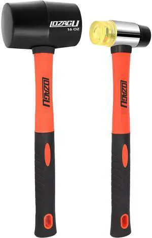 2-Pack Rubber Mallet Hammer Set, 16oz & 35mm Tool for Flooring, Tent Stakes, Woodworking, Camping, Crafts, Jewelry Wood 2-Pack Rubber Mallet Hammer Set, 16oz & 35mm Tool for Flooring, Tent Stakes, Woodworking, Camping, Crafts, Jewelry Wood