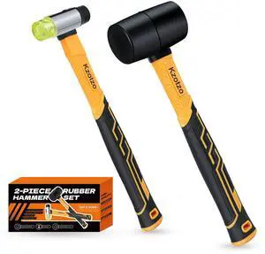 2-Piece Rubber Mallet Hammer Set, 8oz Rubber Hammer Mallet & 25mm Double-Faced Soft Mallet, Shockproof Fiberglass Handle with Cushion Grip, Damage-Free to Floor, Tile, Crafts 2-Piece Rubber Mallet Hammer Set, 8oz Rubber Hammer Mallet & 25mm Double-Faced Soft Mallet, Shockproof Fiberglass Handle with Cushion Grip, Damage-Free to Floor, Tile, Crafts