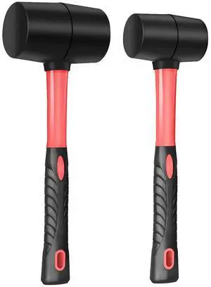 Fiberglass Handle Rubber Mallet Hammer Set without Damage,2 Packs | Includes 8 OZ and 16 OZ, Soft Blow Tasks for Flooring, Tent Stakes, Woodworking, Camping Fiberglass Handle Rubber Mallet Hammer Set without Damage,2 Packs | Includes 8 OZ and 16 OZ, Soft Blow Tasks for Flooring, Tent Stakes, Woodworking, Camping