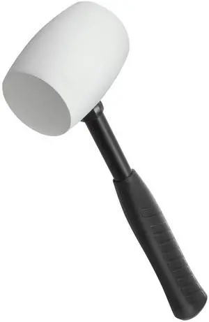 Powerbuilt 16-Ounce Rubber Mallet Hammer, Non-Slip Steel Handle Hand Tool, White - 648336 Powerbuilt 16-Ounce Rubber Mallet Hammer, Non-Slip Steel Handle Hand Tool, White - 648336
