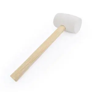 Rubber Mallet - 12 oz Anti-Slip Wooden Handle Soft Double Face White Rubber Head Mallet for DIY, Tile Setting, Laminate Flooring Installs & More Rubber Mallet - 12 oz Anti-Slip Wooden Handle Soft Double Face White Rubber Head Mallet for DIY, Tile Setting, Laminate Flooring Installs & More