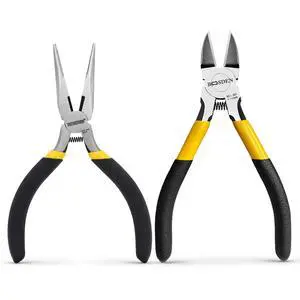 Mini Jewelry Plier Set Small Needle Nose & Flush Wire Cutter 5 Inch | Spring Loaded Precision Nippers for Jewelry Making, Beading, DIY Crafting, Model Building, 3d Printing, Electronics Mini Jewelry Plier Set Small Needle Nose & Flush Wire Cutter 5 Inch | Spring Loaded Precision Nippers for Jewelry Making, Beading, DIY Crafting, Model Building, 3d Printing, Electronics