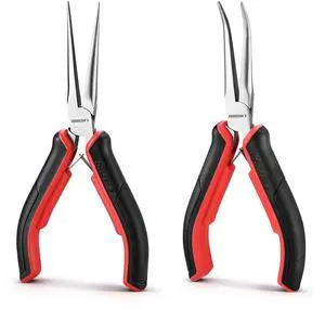 2-Piece 6" Needle Nose Pliers Set, Mini Long & Bent Nose Pliers | Small Needle Nose Pliers, Jewelry Making, Wire Wrapping, Wire Bending, Small Object Gripping 2-Piece 6" Needle Nose Pliers Set, Mini Long & Bent Nose Pliers | Small Needle Nose Pliers, Jewelry Making, Wire Wrapping, Wire Bending, Small Object Gripping