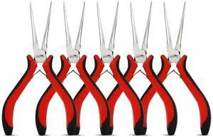 5-Pack 5.5-Inch Long Needle Nose Pliers, Mini Jewelry Pliers | Spring loaded fine tip jaws precision pliers for jewelry making, electronics, 3D printing, DIY, Craft & Repairing 5-Pack 5.5-Inch Long Needle Nose Pliers, Mini Jewelry Pliers | Spring loaded fine tip jaws precision pliers for jewelry making, electronics, 3D printing, DIY, Craft & Repairing