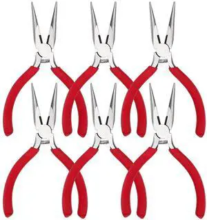 Needle Nose Pliers 5" Long Nose Pliers Set with Side Cutter and Spring for Cutting Wire Craft Jewelry Making(6 Packs) Needle Nose Pliers 5" Long Nose Pliers Set with Side Cutter and Spring for Cutting Wire Craft Jewelry Making(6 Packs)