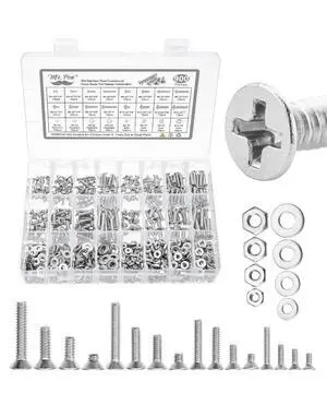 Nuts and Bolts Assortment Kit, 900 pcs, Stainless Steel | Phillips Flat Head Assorted Nuts and Bolts, Nut Bolt and Washer Assortment Nuts and Bolts Assortment Kit, 900 pcs, Stainless Steel | Phillips Flat Head Assorted Nuts and Bolts, Nut Bolt and Washer Assortment