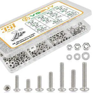 351Pcs Machine Screws Nuts and Bolts Assortment Kit, # 6-32# 8-32# 10-24 Phillips Pan Head Assorted 304 Stainless Steel Bolts Nuts Flat Washers Bolts with Case 351Pcs Machine Screws Nuts and Bolts Assortment Kit, # 6-32# 8-32# 10-24 Phillips Pan Head Assorted 304 Stainless Steel Bolts Nuts Flat Washers Bolts with Case
