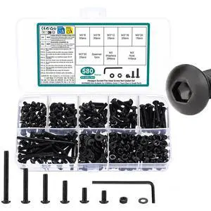 580 PCS M3 Screws Assortment Kit, Hex Button Head Screws with M3 Bolts Set | 10.9 grade m3 hex socket head cap screws nuts washers kitBlack, Metric Machine Screw Bolt Assortment Kit 580 PCS M3 Screws Assortment Kit, Hex Button Head Screws with M3 Bolts Set | 10.9 grade m3 hex socket head cap screws nuts washers kitBlack, Metric Machine Screw Bolt Assortment Kit