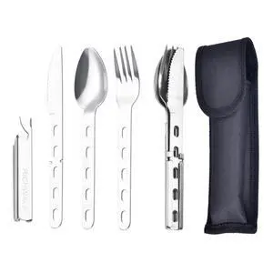 4-in-1 Camping Spoon Fork Knife Combos Set of 4 - Portable Stainless Steel Flatware Spoon Fork kit - Travel Camping utensil kit - Camping flatware - Backpacking utensils 4-in-1 Camping Spoon Fork Knife Combos Set of 4 - Portable Stainless Steel Flatware Spoon Fork kit - Travel Camping utensil kit - Camping flatware - Backpacking utensils
