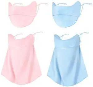 4 Pcs UV Sun Protection Face Mask and Cooling Neck Gaiter Scarf | UPF50+ Face Shield Breathable Cooling Design for Summer Outdoor Activities, Pink+Blue 4 Pcs UV Sun Protection Face Mask and Cooling Neck Gaiter Scarf | UPF50+ Face Shield Breathable Cooling Design for Summer Outdoor Activities, Pink+Blue