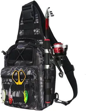Fishing Backpack Small Fishing Tackle Storage Bag with 3 Methods of Carrying Large Capacity Sling Backpack for Outdoor Hiking Travel Hunting (Pythonskin Black) Fishing Backpack Small Fishing Tackle Storage Bag with 3 Methods of Carrying Large Capacity Sling Backpack for Outdoor Hiking Travel Hunting (Pythonskin Black)