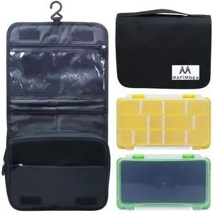 Fishing Handheld Tackle Storage Bag, Dry-Wet Separation, Waterproof Fishing Tackle Bag with 2 Storage cases, Fishing Soft Plastic Storage for Freshwater Fishing Handheld Tackle Storage Bag, Dry-Wet Separation, Waterproof Fishing Tackle Bag with 2 Storage cases, Fishing Soft Plastic Storage for Freshwater