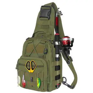 Fishing Backpack Small Fishing Tackle Storage Bag with 3 Methods of Carrying Large Capacity Sling Backpack for Outdoor Hiking Travel Hunting (Army Green) Fishing Backpack Small Fishing Tackle Storage Bag with 3 Methods of Carrying Large Capacity Sling Backpack for Outdoor Hiking Travel Hunting (Army Green)
