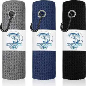 3 Pack Microfiber Fishing Towels with Clip, 16" x 16", Waffle Pattern for Effective Cleaning of Fishing Gears or Dirty Hands, Perfect for Camping Towels and Hiking Towles 3 Pack Microfiber Fishing Towels with Clip, 16" x 16", Waffle Pattern for Effective Cleaning of Fishing Gears or Dirty Hands, Perfect for Camping Towels and Hiking Towles