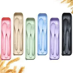 Reusable Travel Utensils Set with Case, 6 Sets Wheat Straw Portable Knife Fork Spoons Cutlery, Eco-Friendly BPA Free Plastic Tableware for Kids Adults School Lunch Party Picnic and Camping Reusable Travel Utensils Set with Case, 6 Sets Wheat Straw Portable Knife Fork Spoons Cutlery, Eco-Friendly BPA Free Plastic Tableware for Kids Adults School Lunch Party Picnic and Camping