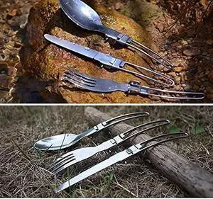 Folding Spoon Fork Knife Set Portable 3 in 1 Folding Dinner Flatware Utensils Stainless Steel Perfect for Camping Picnic Travel Hiking Backpacking Folding Spoon Fork Knife Set Portable 3 in 1 Folding Dinner Flatware Utensils Stainless Steel Perfect for Camping Picnic Travel Hiking Backpacking