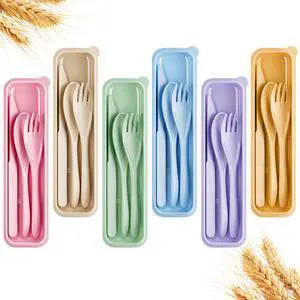 6 Sets Travel Utensils Set with Case,Camping Utensils Multicolor | Reusable,Wheat Straw,Portable,Kid Lunch Box Accessories,Travel Cutlery Set for Picnic, Work, School, Lunch,Spoon and Fork Set 6 Sets Travel Utensils Set with Case,Camping Utensils Multicolor | Reusable,Wheat Straw,Portable,Kid Lunch Box Accessories,Travel Cutlery Set for Picnic, Work, School, Lunch,Spoon and Fork Set