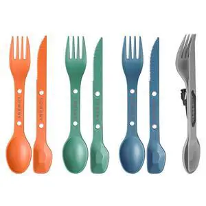 Reusable Camping Utensil Set, Spoon-Fork-Knife Travel Utensils | Portable Plastic Cutlery Backpacking Gear for Lunch Hiking Outdoor Survival Reusable Camping Utensil Set, Spoon-Fork-Knife Travel Utensils | Portable Plastic Cutlery Backpacking Gear for Lunch Hiking Outdoor Survival