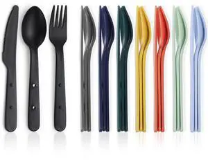 Travel Utensils Set for 8, Reusable Plastic Spoons Forks Knives Snapped Together for Portable & Space-Saving Design Cutlery Silverware for Travel, Picnic, Camping, Work, Lunch Boxes Travel Utensils Set for 8, Reusable Plastic Spoons Forks Knives Snapped Together for Portable & Space-Saving Design Cutlery Silverware for Travel, Picnic, Camping, Work, Lunch Boxes