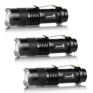 300 Lumens Single Mod Mini AA LED Flashlights 3 Pack | Adjustable focus for flood or spot lighting; aluminum body; uses 1 AA or 14500 battery per light; batteries not included. 300 Lumens Single Mod Mini AA LED Flashlights 3 Pack | Adjustable focus for flood or spot lighting; aluminum body; uses 1 AA or 14500 battery per light; batteries not included.