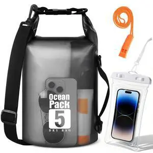 Waterproof Dry Bag for Kayaking, paddle boarding - Small, 5L | Dry Bag with Waterproof Phone Case and Whistle, for Kayaking Swimming Boating Paddle Board Fishing Beach Hiking Camping Waterproof Dry Bag for Kayaking, paddle boarding - Small, 5L | Dry Bag with Waterproof Phone Case and Whistle, for Kayaking Swimming Boating Paddle Board Fishing Beach Hiking Camping