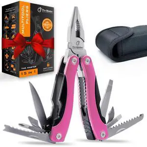 Pink Multitool 15-in-1 for Mom, Wife, Daughter, Grandma, Practical EDC Multi Tool Pliers, Pocket Knife with Safety-Locking, Great for Hiking, Camping, Simple Repairs, Car Glove Box Pink Multitool 15-in-1 for Mom, Wife, Daughter, Grandma, Practical EDC Multi Tool Pliers, Pocket Knife with Safety-Locking, Great for Hiking, Camping, Simple Repairs, Car Glove Box