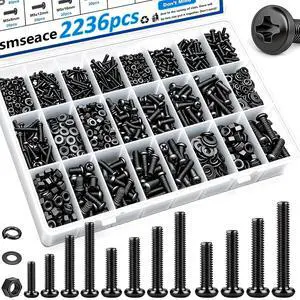 2236Pcs Metric Screws Assortment Kit 32-Sizes M2/M3/M4/M5/M6 Nuts and Bolts Assortment Kit for Machinery, Furniture, Automotive, 3D Printing, Motorcycle Repairs Metric Screw Assorted 2236Pcs Metric Screws Assortment Kit 32-Sizes M2/M3/M4/M5/M6 Nuts and Bolts Assortment Kit for Machinery, Furniture, Automotive, 3D Printing, Motorcycle Repairs Metric Screw Assorted
