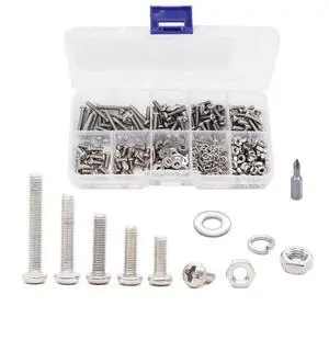 420pcs M3 x 6mm / 8mm/ 10mm/ 12mm/ 16mm/ 20mm Pan Head Machine Screws Washers Hex Nuts Assortment Kit, Phillips Drive, 304 Stainless Steel 420pcs M3 x 6mm / 8mm/ 10mm/ 12mm/ 16mm/ 20mm Pan Head Machine Screws Washers Hex Nuts Assortment Kit, Phillips Drive, 304 Stainless Steel