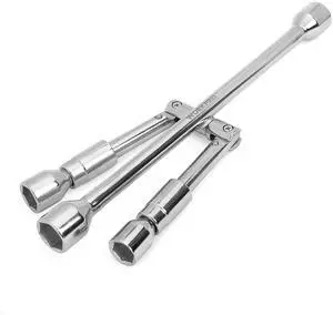 14-Inch Universal Folding Lug Wrench, 4-Way Cross Wrench | SAE & Metric, Chrome-Plated Drop-Forged Steel, Folding Design for Storage, Universal for Cars, Light Trucks, SUVs, RVs & Vans 14-Inch Universal Folding Lug Wrench, 4-Way Cross Wrench | SAE & Metric, Chrome-Plated Drop-Forged Steel, Folding Design for Storage, Universal for Cars, Light Trucks, SUVs, RVs & Vans