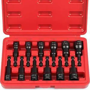 12-Piece Magnetic Nut Driver Set - Premium Impact Power Hex Nut Driver Drill Bit Master Kit, SAE & Metric, 1/4-Inch Quick-Change 12-Piece Magnetic Nut Driver Set - Premium Impact Power Hex Nut Driver Drill Bit Master Kit, SAE & Metric, 1/4-Inch Quick-Change